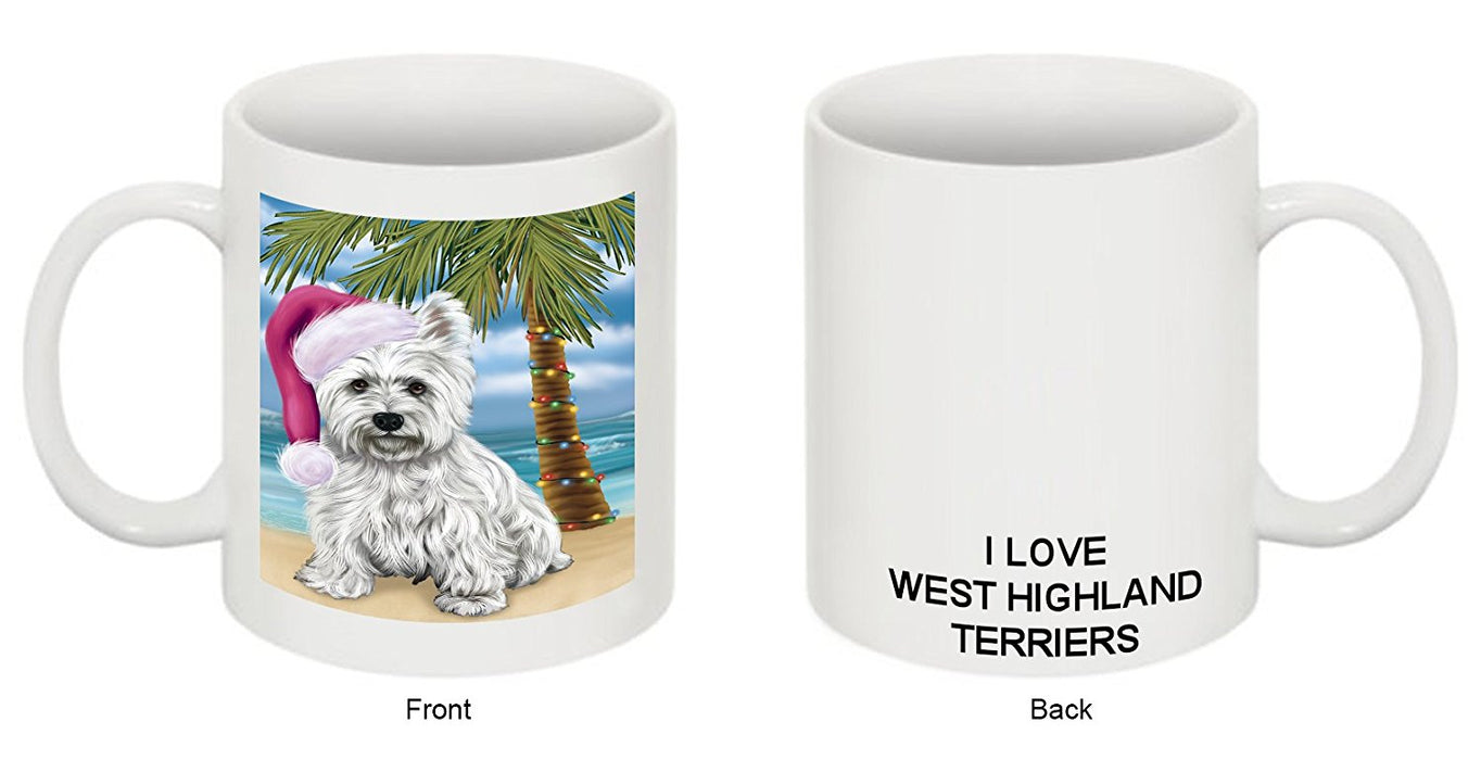 Summertime West Highland White Terrier Puppy on Beach Christmas Mug CMG0840