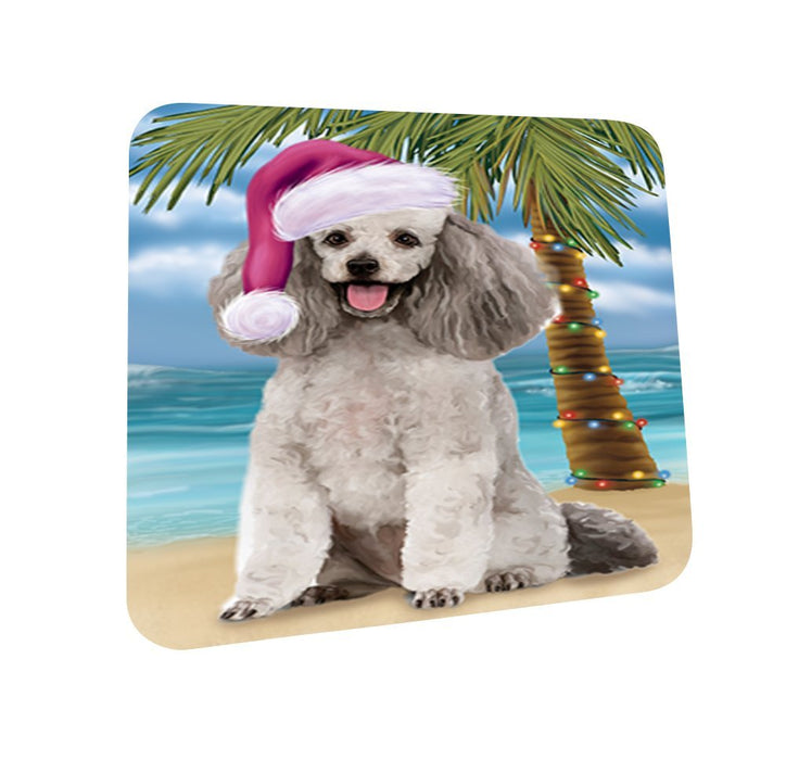 Summertime Poodle Grey Dog on Beach Christmas Coasters CST587 (Set of 4)