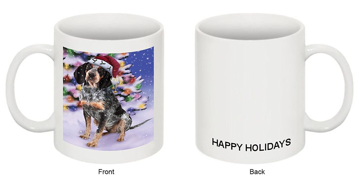 Winterland Wonderland Bluetick Coonhound Dog In Christmas Holiday Scenic Background Mug