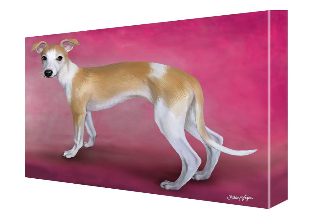 Whippet Puppy Dog Painting Printed on Canvas Wall Art Signed
