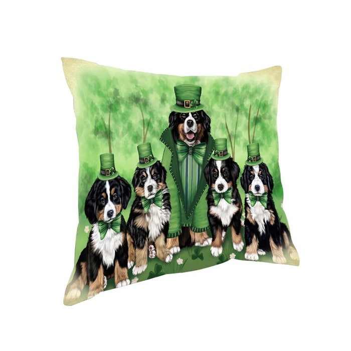 St. Patricks Day Irish Family Portrait Bernese Mountain Dogs Pillow PIL52648