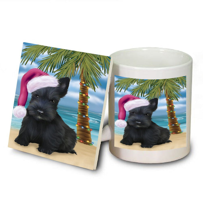 Summertime Scottish Terrier Dog on Beach Christmas Mug and Coaster Set MUC0521