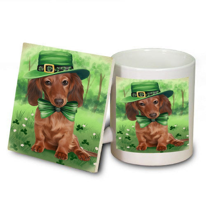 St. Patricks Day Irish Portrait Dachshund Dog Mug and Coaster Set MUC48550