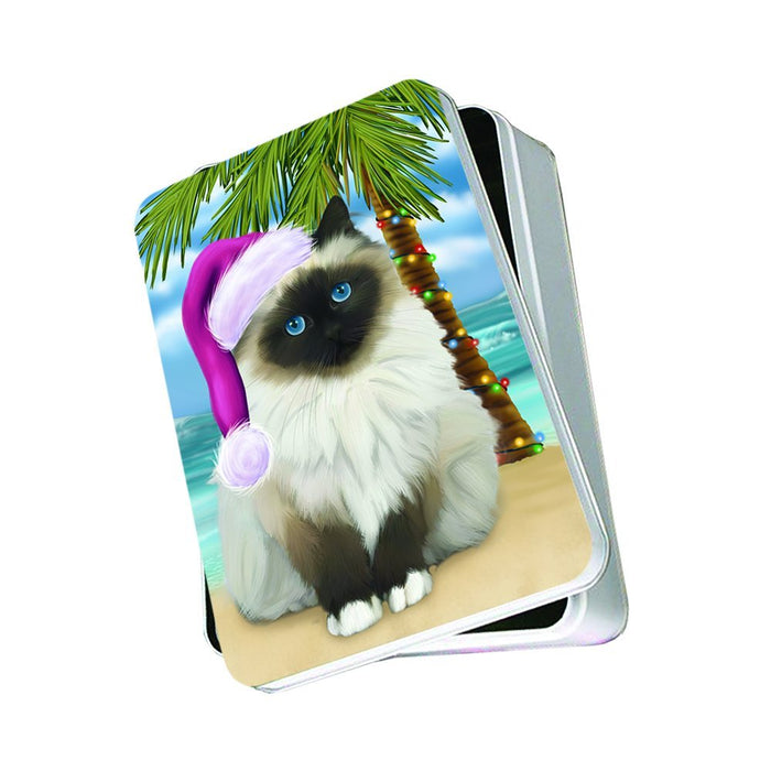 Summertime Birman Cat on Beach Christmas Photo Storage Tin PTIN0757