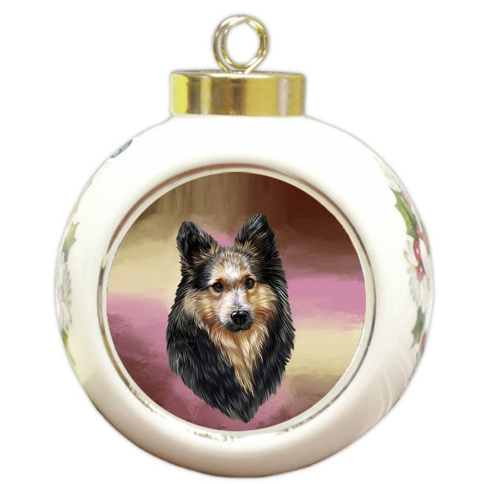Sheltie Dog Round Ball Christmas Ornament RBPOR48112