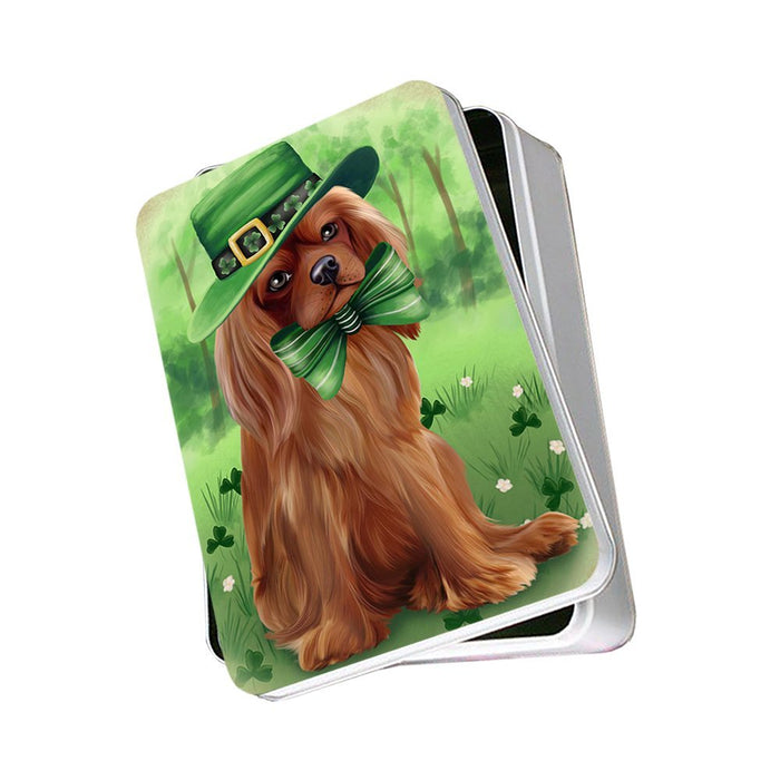 St. Patricks Day Irish Portrait Cavalier King Charles Spaniel Dog Photo Storage Tin PITN48765