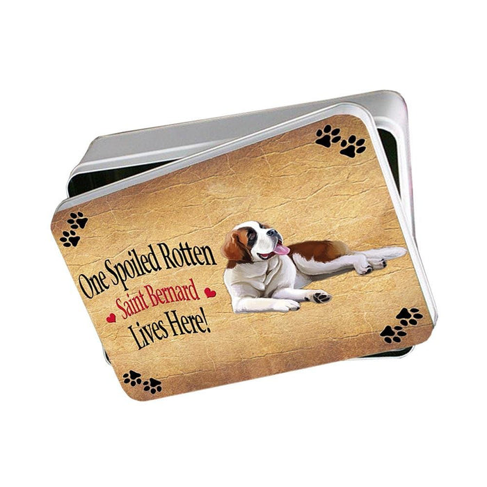 Saint Bernard Spoiled Rotten Dog Photo Storage Tin