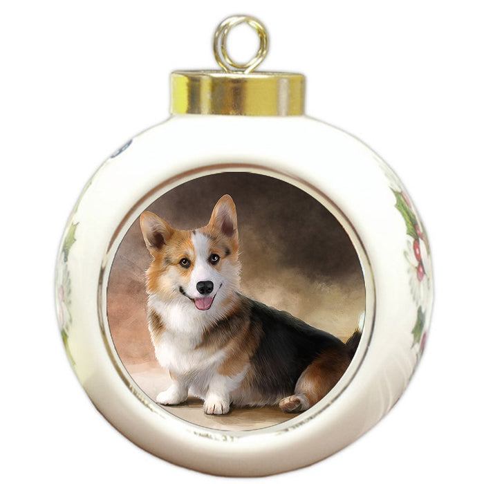 Welsh Corgi Dog Round Ball Christmas Ornament