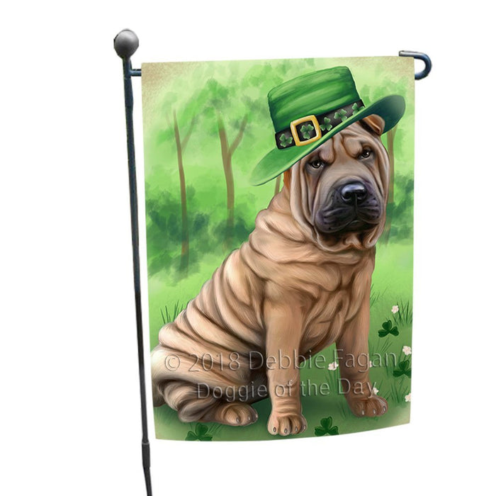 St. Patricks Day Irish Portrait Shar Pei Dog Garden Flag GFLG49172