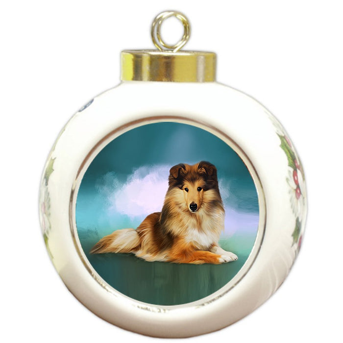 Sheltie Dog Round Ball Christmas Ornament RBPOR48111