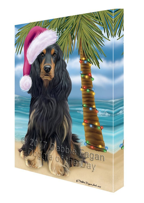 Summertime Happy Holidays Christmas Cocker Spaniel Dog on Tropical Island Beach Canvas Wall Art D100