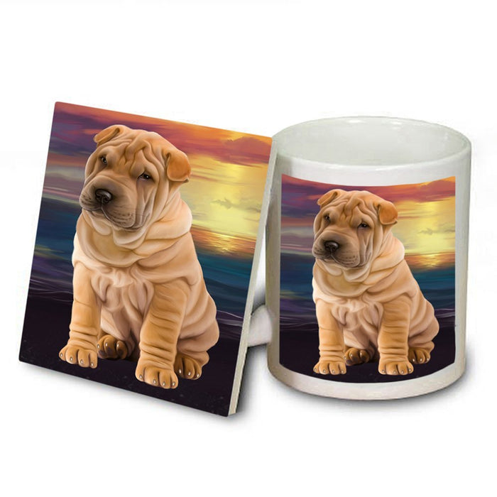 Shar-Pei Dog Mug and Coaster Set