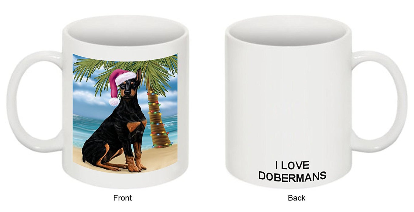 Summertime Dobermann Adult Dog on Beach Christmas Mug CMG0799