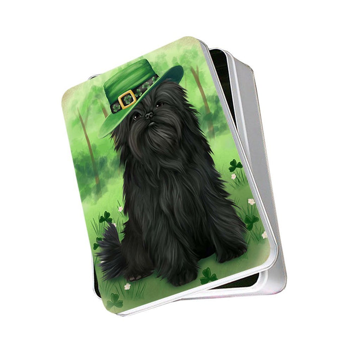 St. Patricks Day Irish Portrait Affenpinscher Dog Photo Storage Tin PITN48443