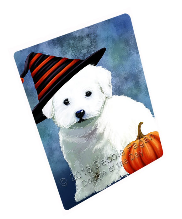 Happy Halloween Bichon Frise Dog Wearing Witch Hat With Pumpkin Magnet Mini (3.5" x 2")