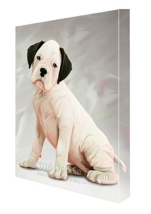 White Boxer Dog Art Portrait Print Canvas