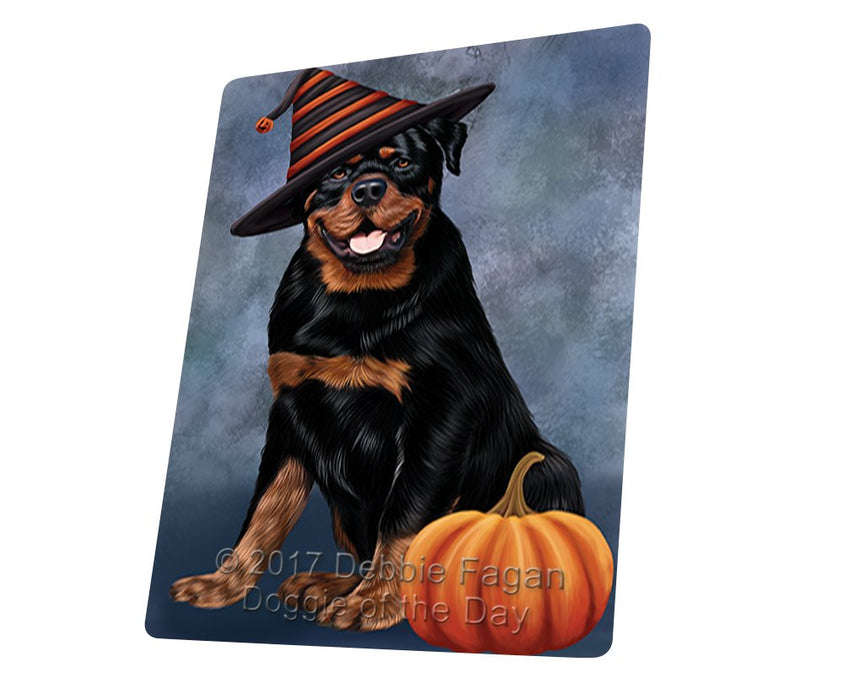Happy Halloween Rottwieler Dog Wearing Witch Hat With Pumpkin Magnet Mini (3.5" x 2")