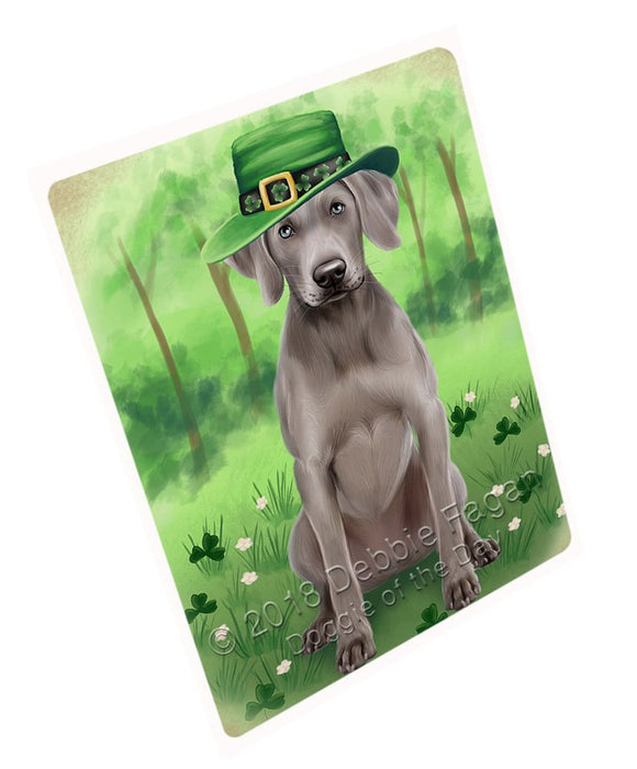 St. Patricks Day Irish Portrait Weimaraner Dog Tempered Cutting Board C51771