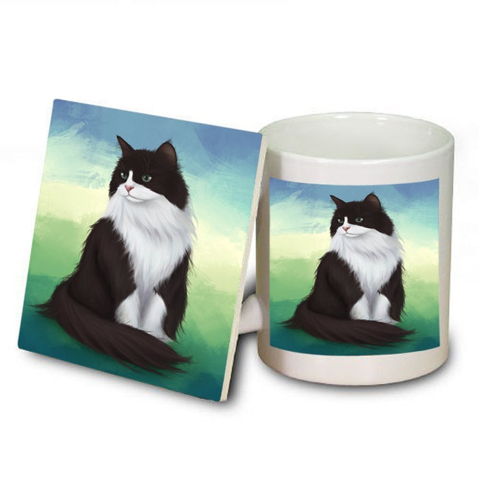 Tuxedo Cat Mug and Coaster Set