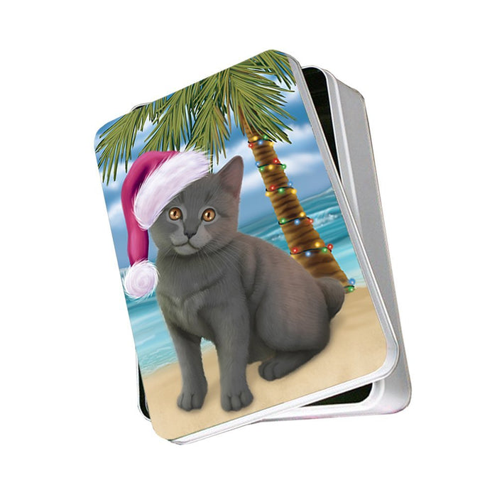 Summertime Chartreux Kitten on Beach Christmas Photo Storage Tin PTIN0608