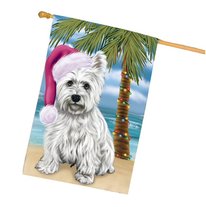 Summertime Happy Holidays Christmas West Highland Terriers Dog on Tropical Island Beach House Flag