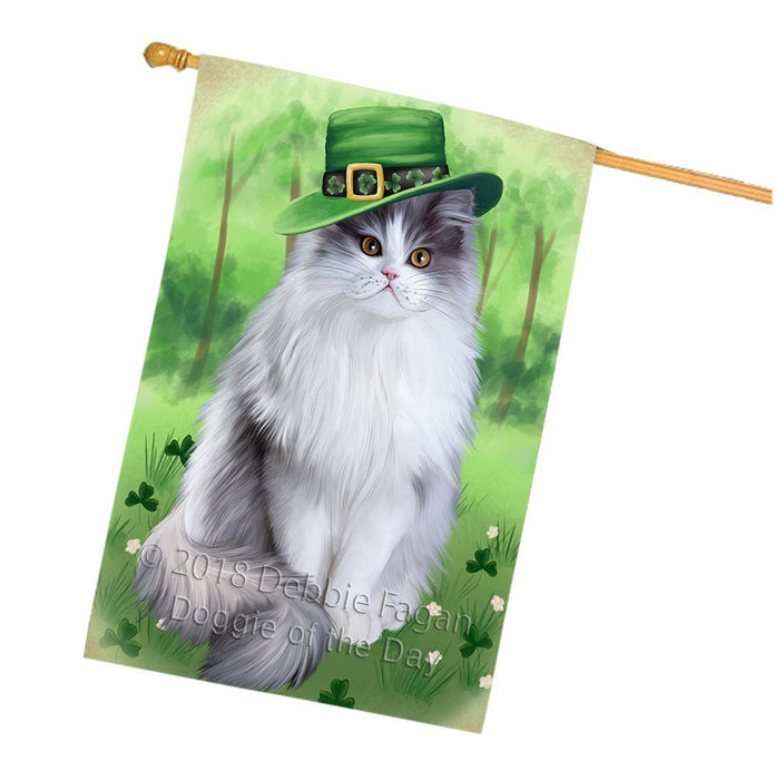 St. Patricks Day Irish Portrait Persian Cat House Flag FLG49176