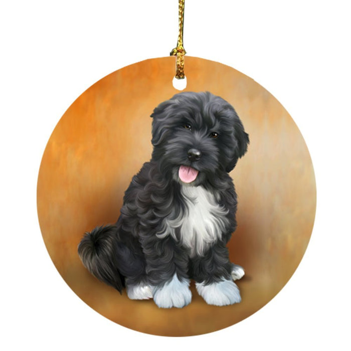 Tibetan Terrier Dog Round Christmas Ornament