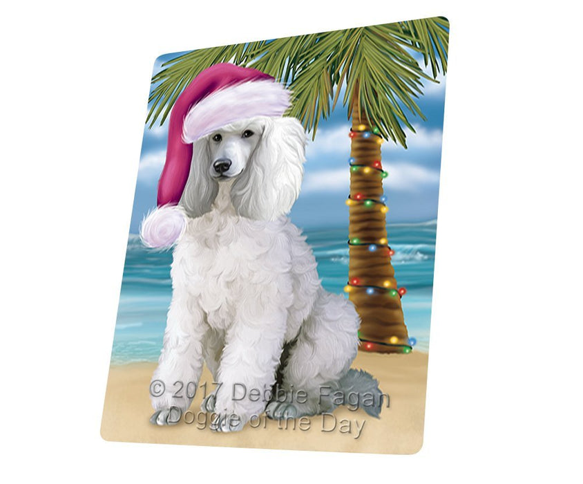 Summertime Happy Holidays Christmas Poodles Dog on Tropical Island Beach Large Refrigerator / Dishwasher Magnet D193