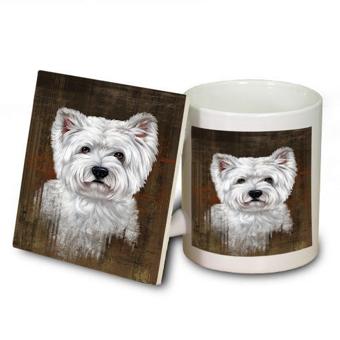 Rustic West Highland White Terrier Dog Mug and Coaster Set MUC48265