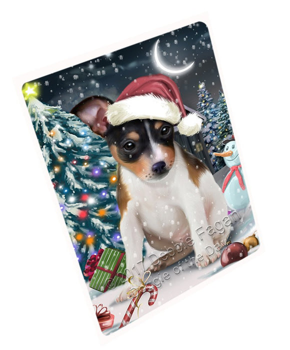 Have A Holly Jolly Christmas Rat Terriers Dog In Holiday Background Magnet Mini (3.5" x 2") D154