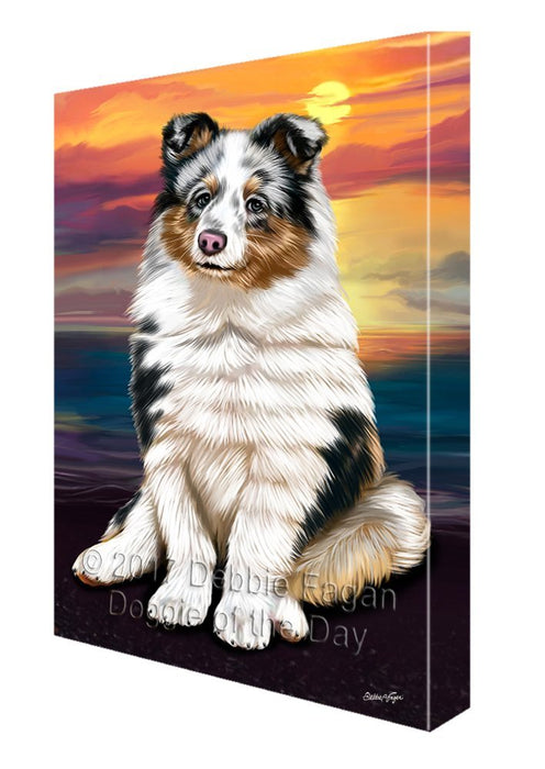 Shetland Sheepdog Dog Painting Printed on Canvas Wall Art Signed