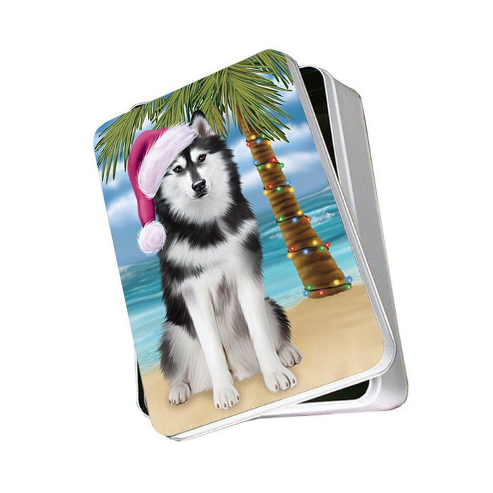 Summertime Husky Dog on Beach Christmas Photo Storage Tin PTIN0645