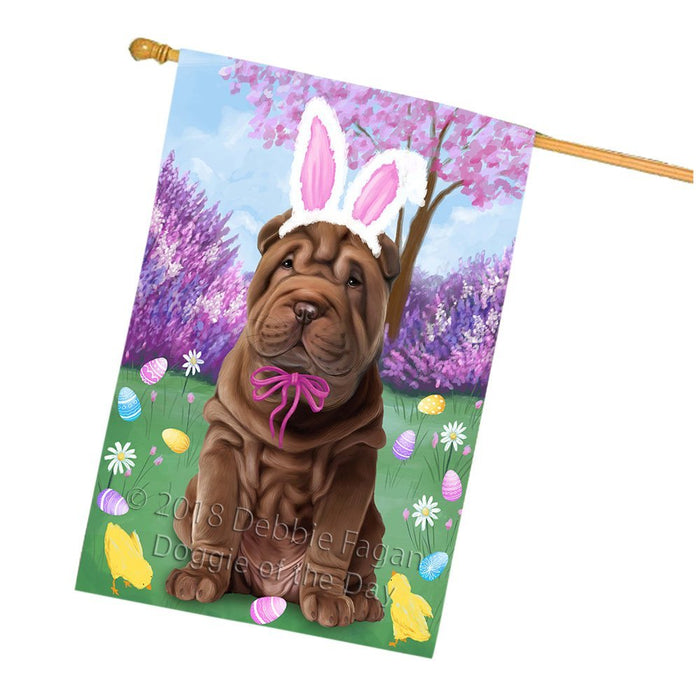 Shar Pei Dog Easter Holiday House Flag FLG49354