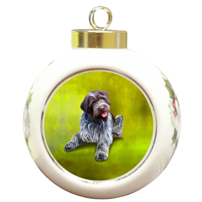 Wirehaired Pointing Griffons Dog Round Ceramic Christmas Ornament