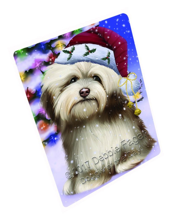 Winterland Wonderland Havanese Dog In Christmas Holiday Scenic Background Magnet Mini (3.5" x 2") D199