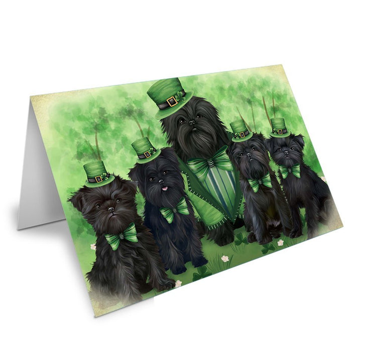 St. Patricks Day Irish Family Portrait Affenpinschers Dog Handmade Artwork Assorted Pets Greeting Cards and Note Cards with Envelopes for All Occasions and Holiday Seasons GCD49508