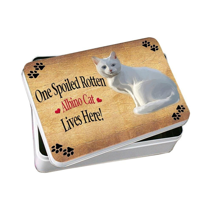 White Albino Spoiled Rotten Cat Photo Storage Tin