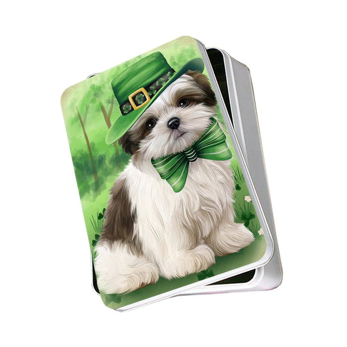 St. Patricks Day Irish Portrait Malti Tzu Dog Photo Storage Tin PITN48837