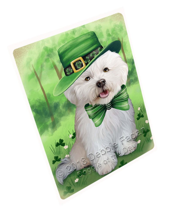 St. Patricks Day Irish Portrait Bichon Frise Dog Tempered Cutting Board C51474