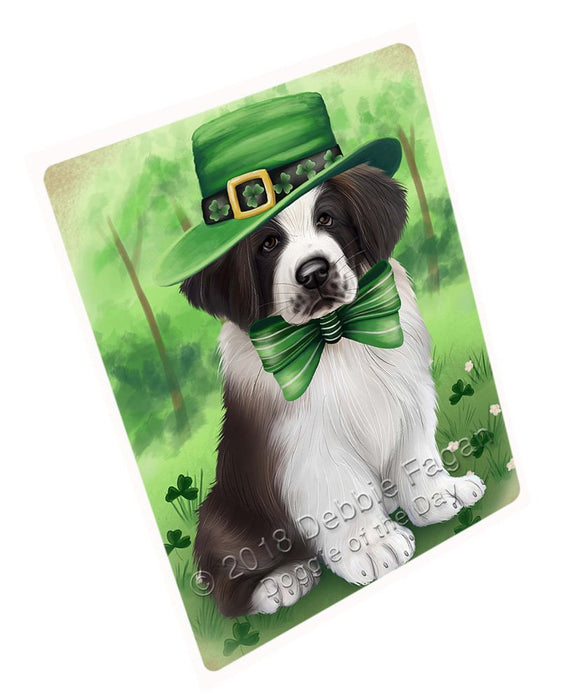 St. Patricks Day Irish Portrait Saint Bernard Dog Tempered Cutting Board C51621