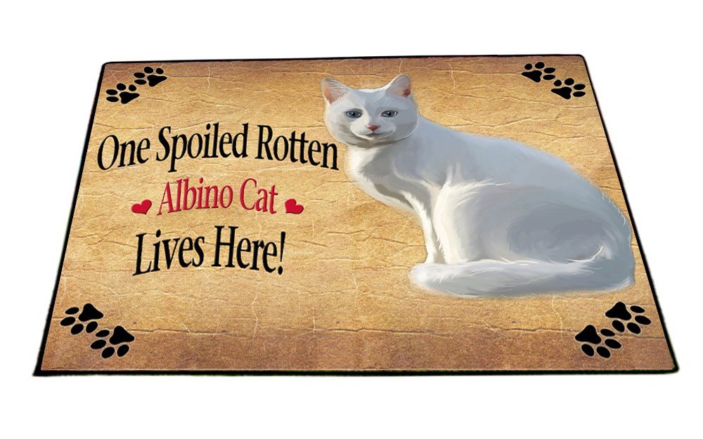 Spoiled Rotten White Albino Cat Indoor/Outdoor Floormat