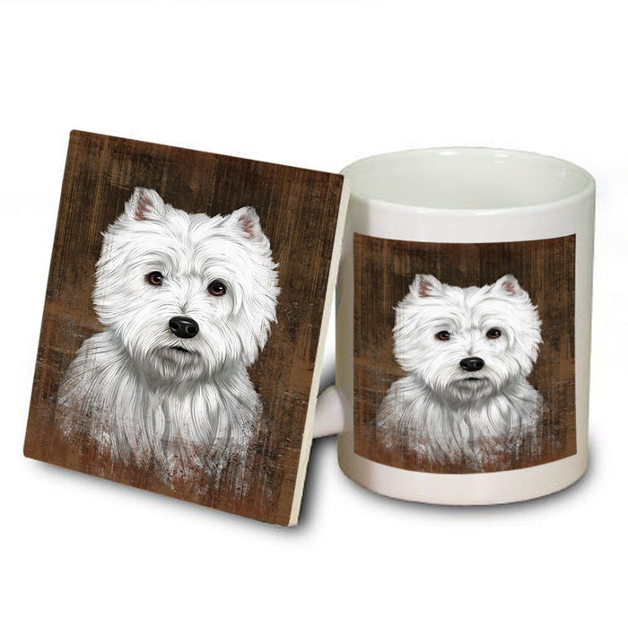 Rustic West Highland White Terrier Dog Mug and Coaster Set MUC48260