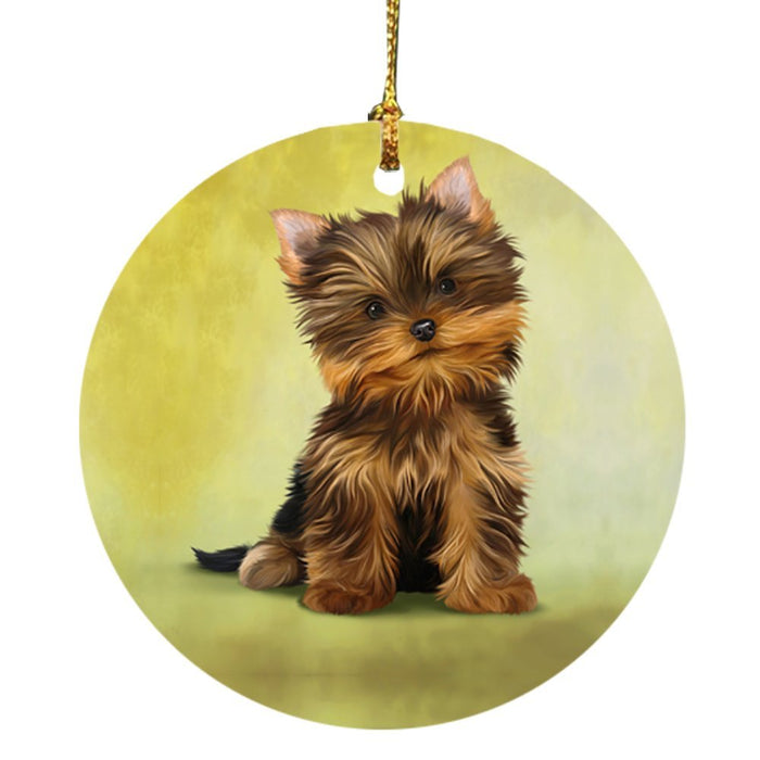 Yorkshire Terrier Dog Round Christmas Ornament