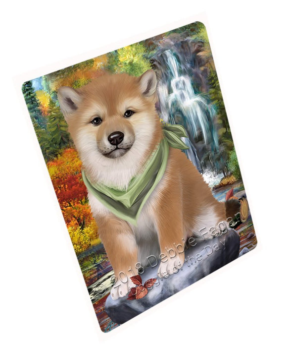Scenic Waterfall Shiba Inu Dog Tempered Cutting Board C52398