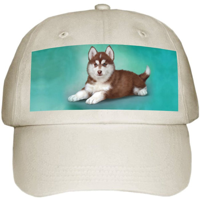 Siberian Husky Dog Ball Hat Cap Off White