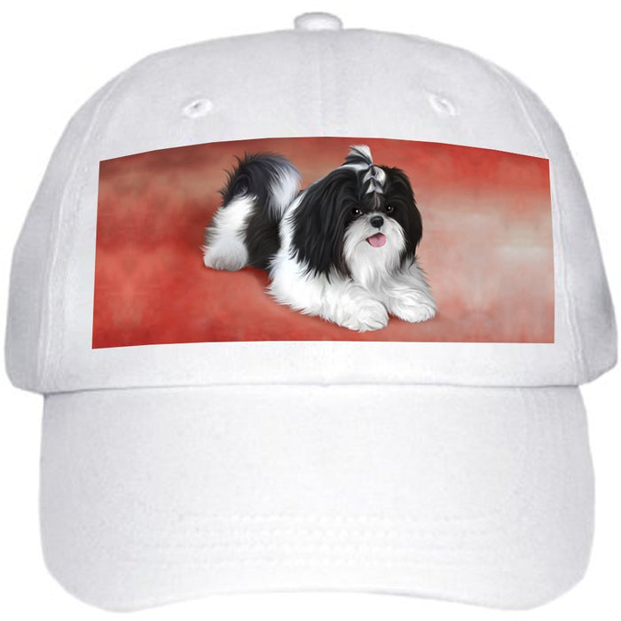 Shih Tzu Dog Ball Hat Cap Off White