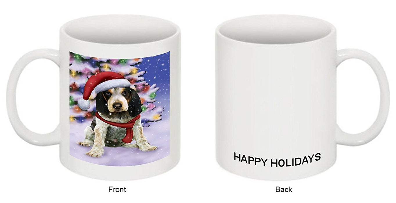 Winterland Wonderland Bluetick Coonhound Dog In Christmas Holiday Scenic Background Mug