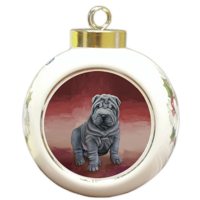 Shar Pei Dog Round Ball Christmas Ornament RBPOR48105