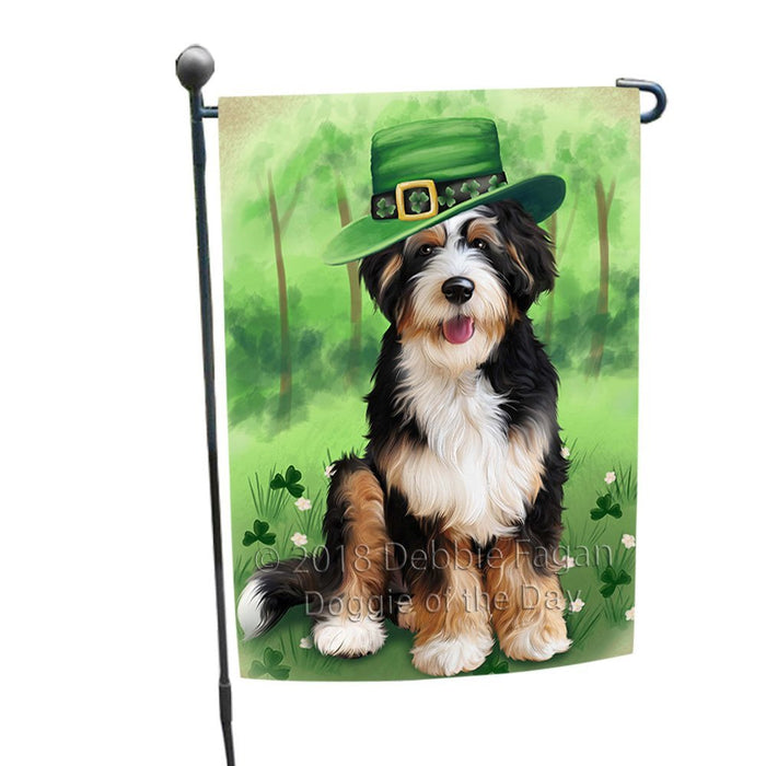 St. Patricks Day Irish Portrait Bernedoodle Dog Garden Flag GFLG49103
