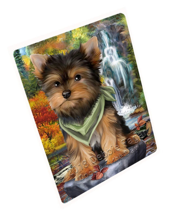 Scenic Waterfall Yorkshire Terrier Dog Large Refrigerator / Dishwasher Magnet RMAG56934 (12" x 24")
